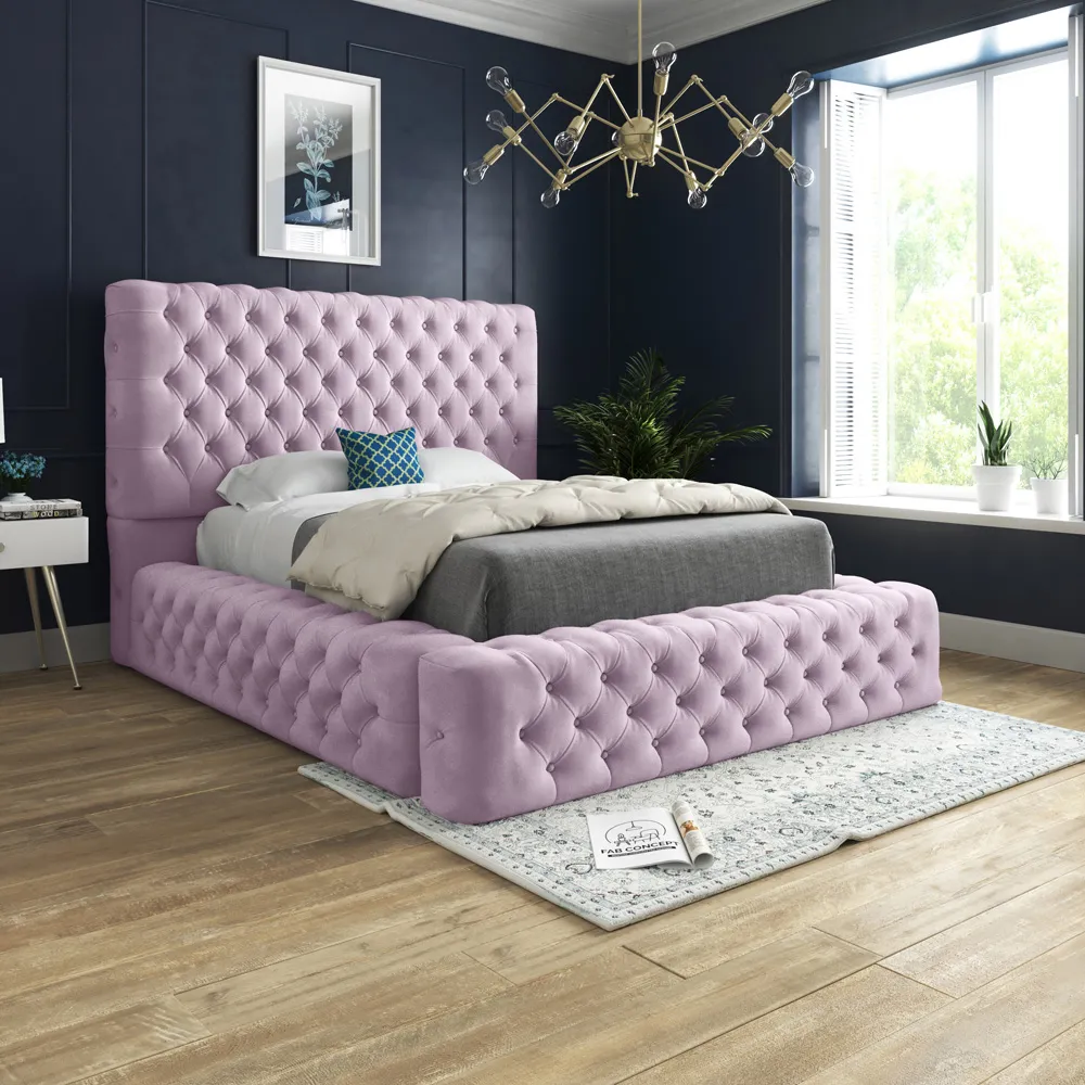 Cambridge Single Bed Frame - Pink, Velvet