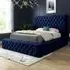 Cambridge Small Double Bed Frame - Blue, Velvet