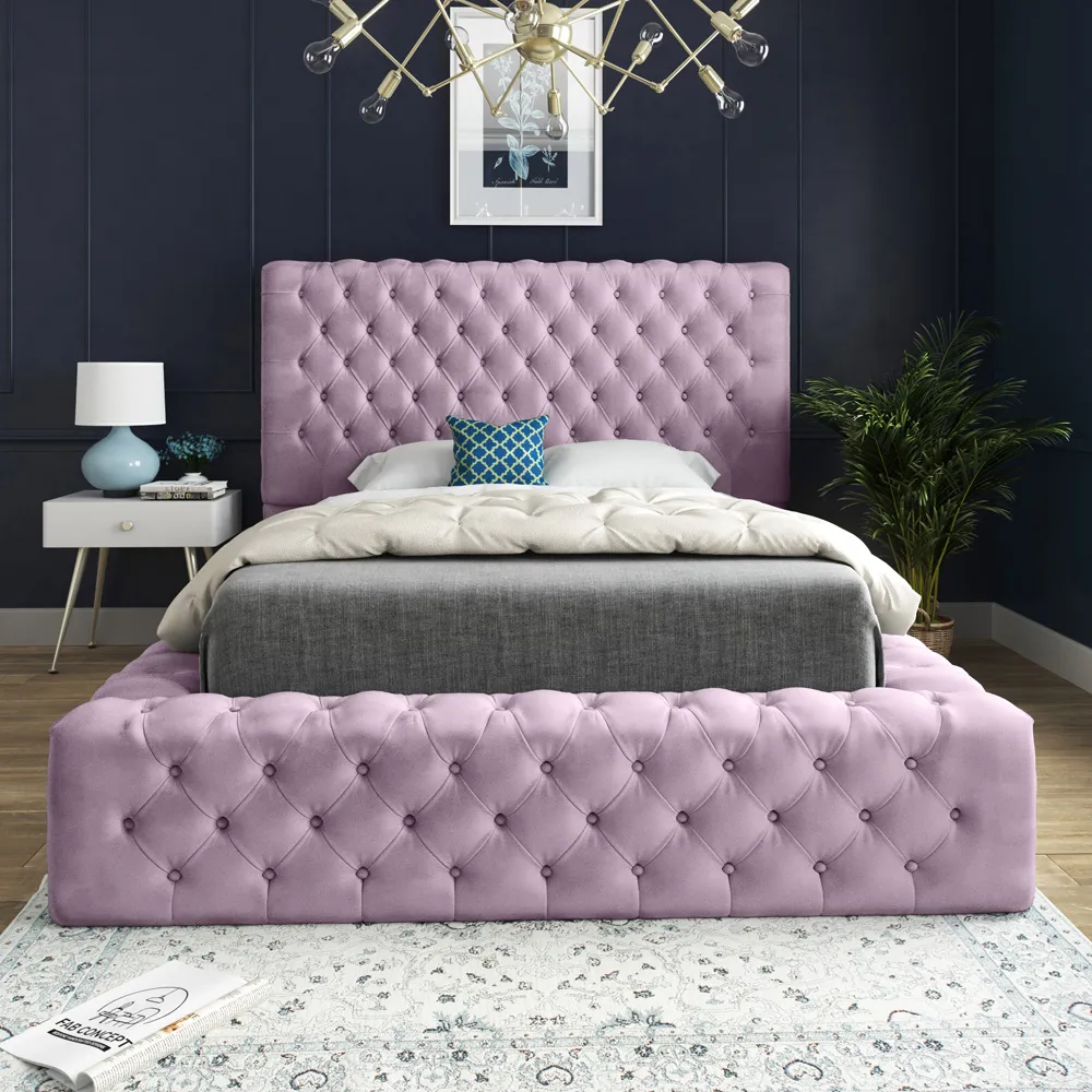 Cambridge Small Double Bed Frame - Pink, Velvet