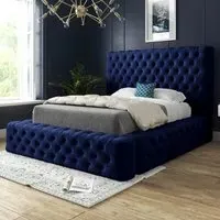 Cambridge Super King Size Bed Frame - Blue, Velvet