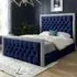 Cheltenham Double Bed Frame with Glitter Border - Blue, Velvet