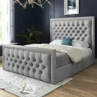 Cheltenham Double Bed Frame with Glitter Border - Grey, Velvet