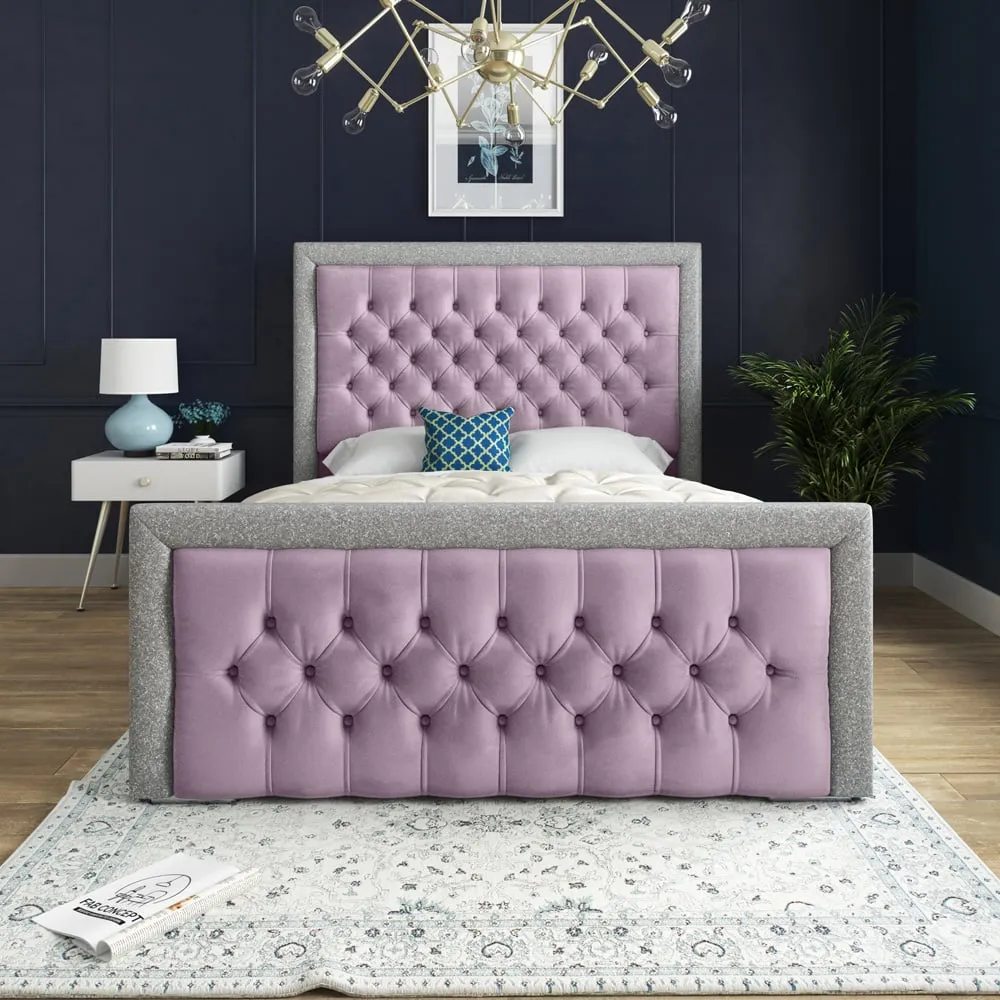 Cheltenham King Size Bed Frame - Pink, Velvet