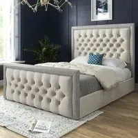 Cheltenham Single Bed Frame with Glitter Border - Cream, Velvet