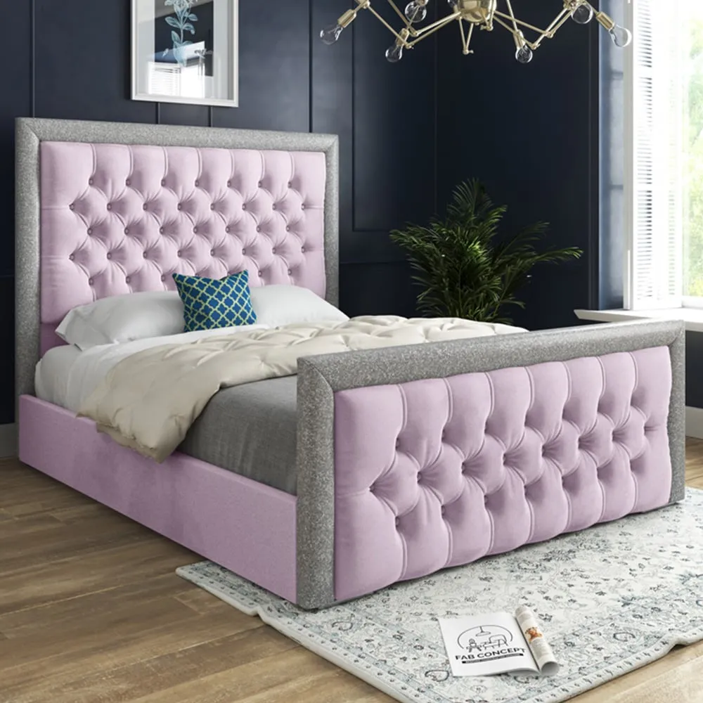 Cheltenham Single Bed Frame with Glitter Border - Pink, Velvet image