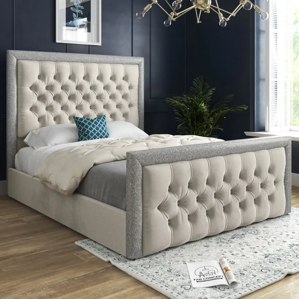 Cheltenham Small Double Bed Frame - Cream, Velvet image