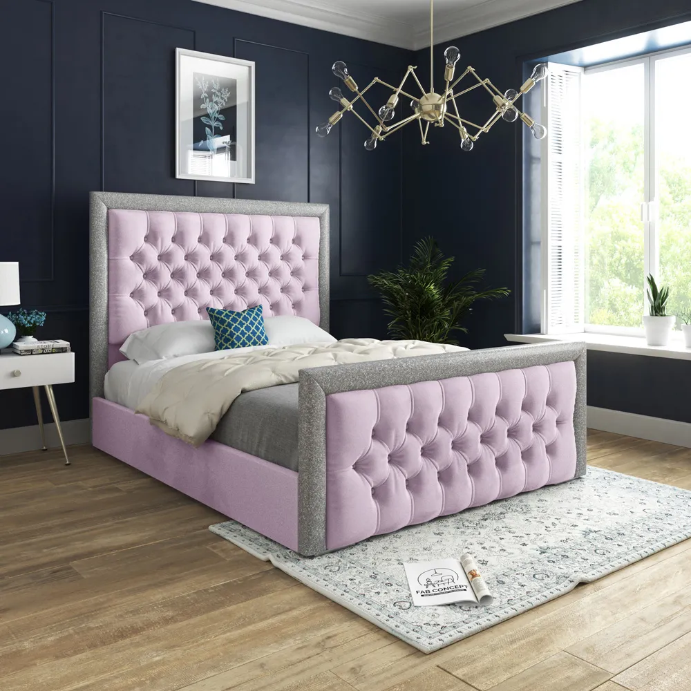 Cheltenham Super King Size Bed Frame - Pink, Velvet
