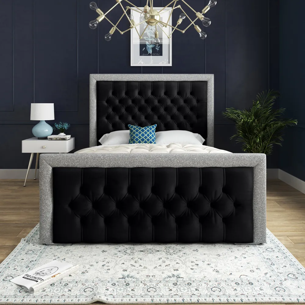 Cheltenham Super King Size Bed Frame with Glitter - Black, Velvet