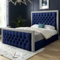 Cheltenham Super King Size Bed Frame with Glitter - Blue, Velvet