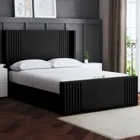 Elara Double Winged Panel Bed Frame - Black