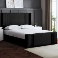 Elara Double Winged Panel Ottoman Bed - Black