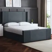 Elara King Size Winged Panel Bed Frame - Grey