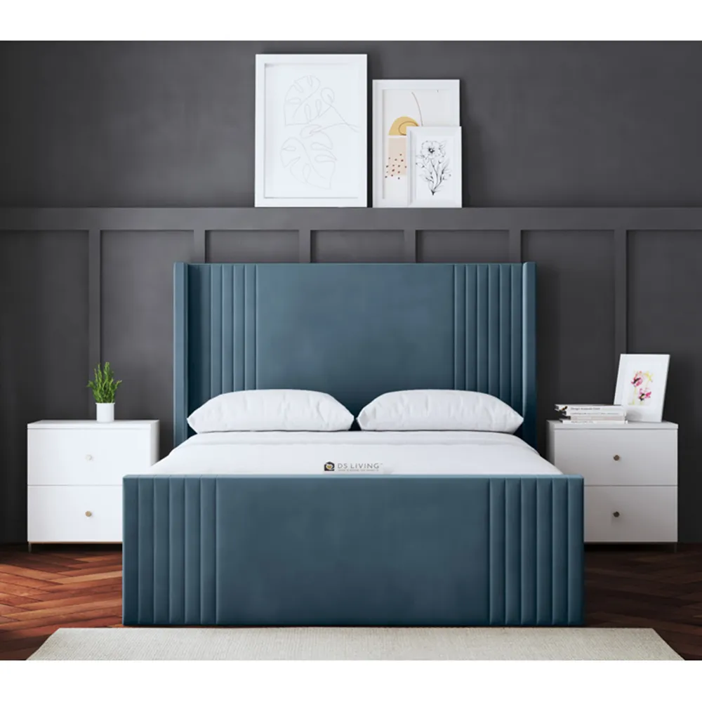 Elara Single Winged Panel Bed Frame - Blue