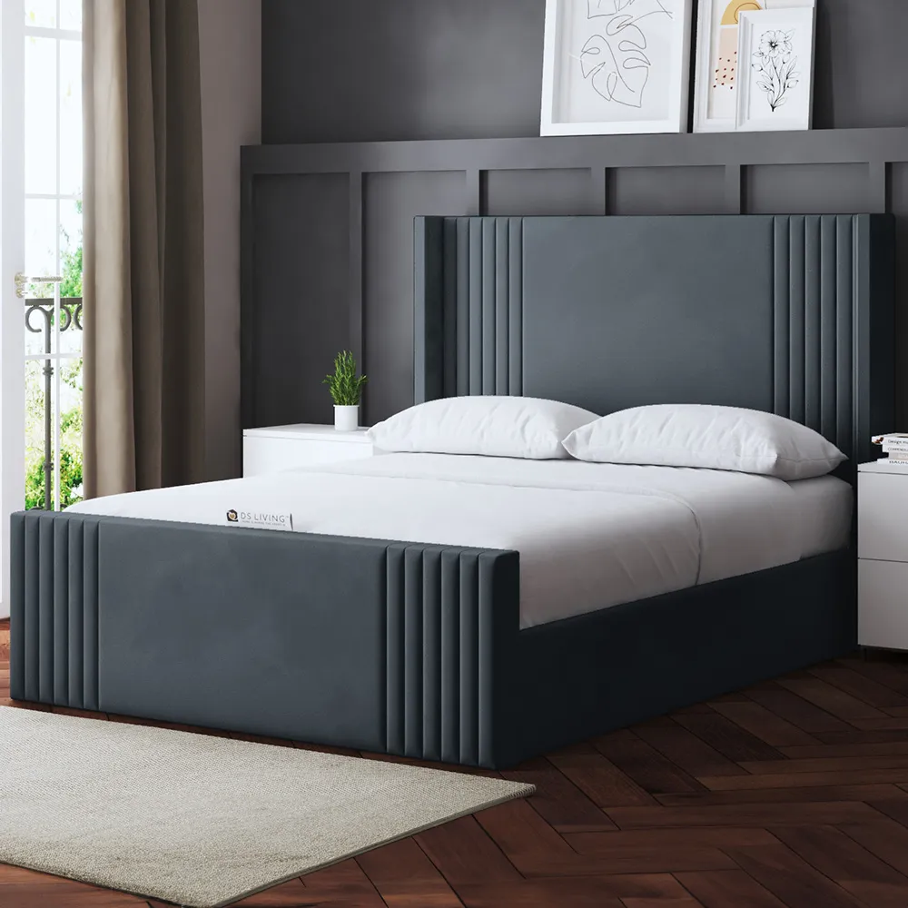Elara Single Winged Panel Ottoman Bed - Grey