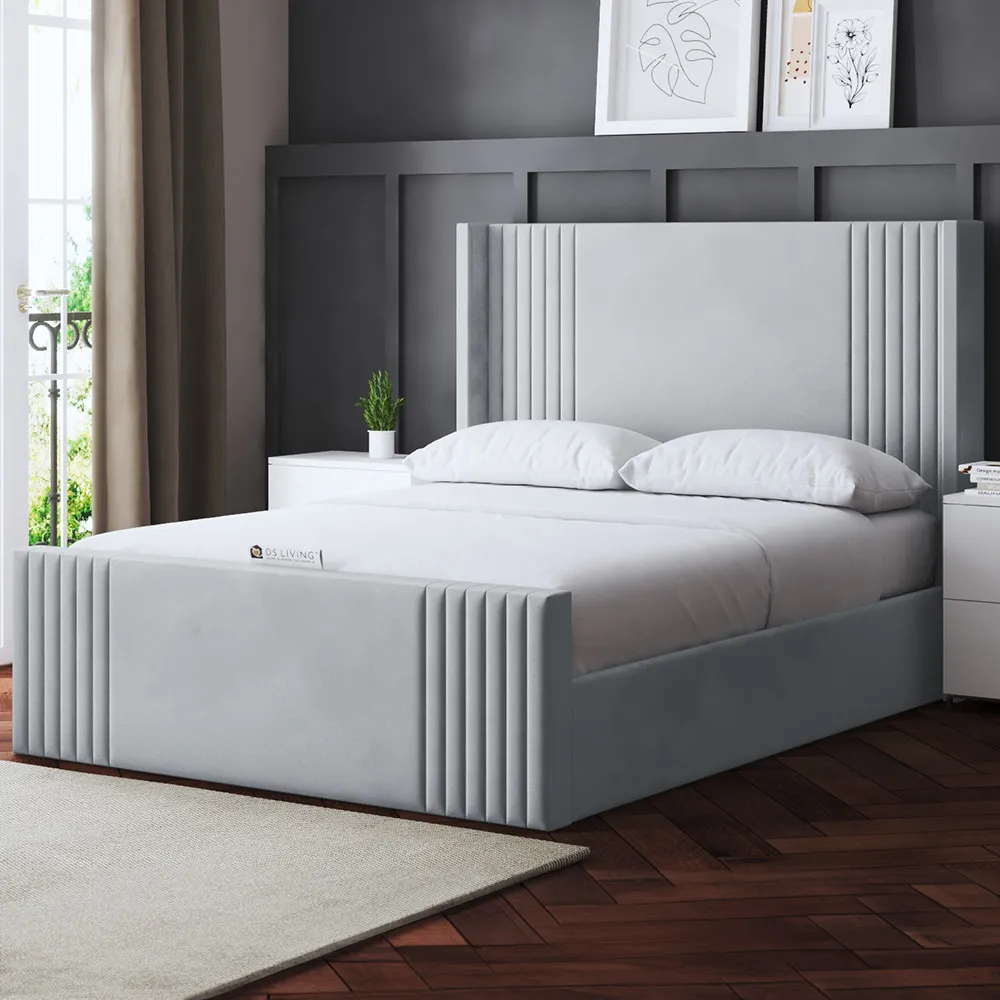 Elara Single Winged Panel Ottoman Bed - Silver