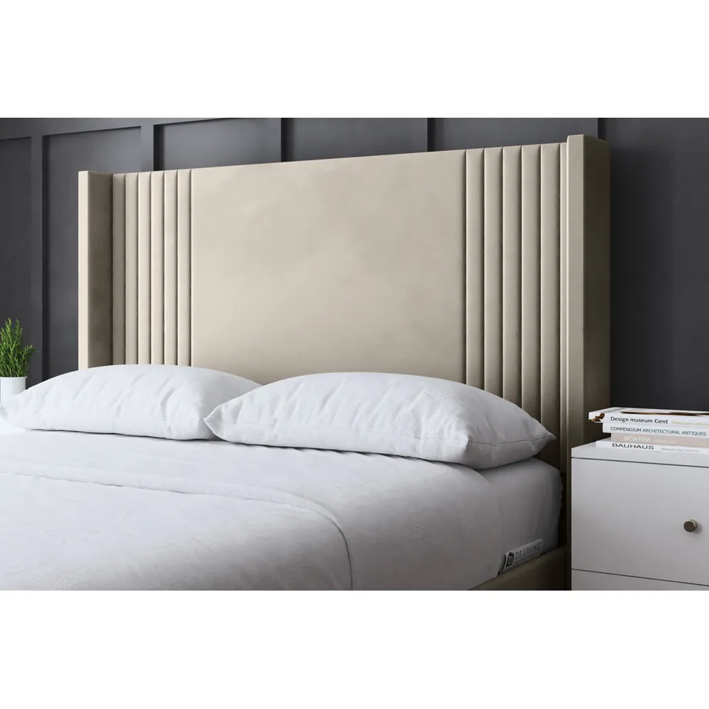 Elara Small Double Winged Panel Ottoman Bed - Cream