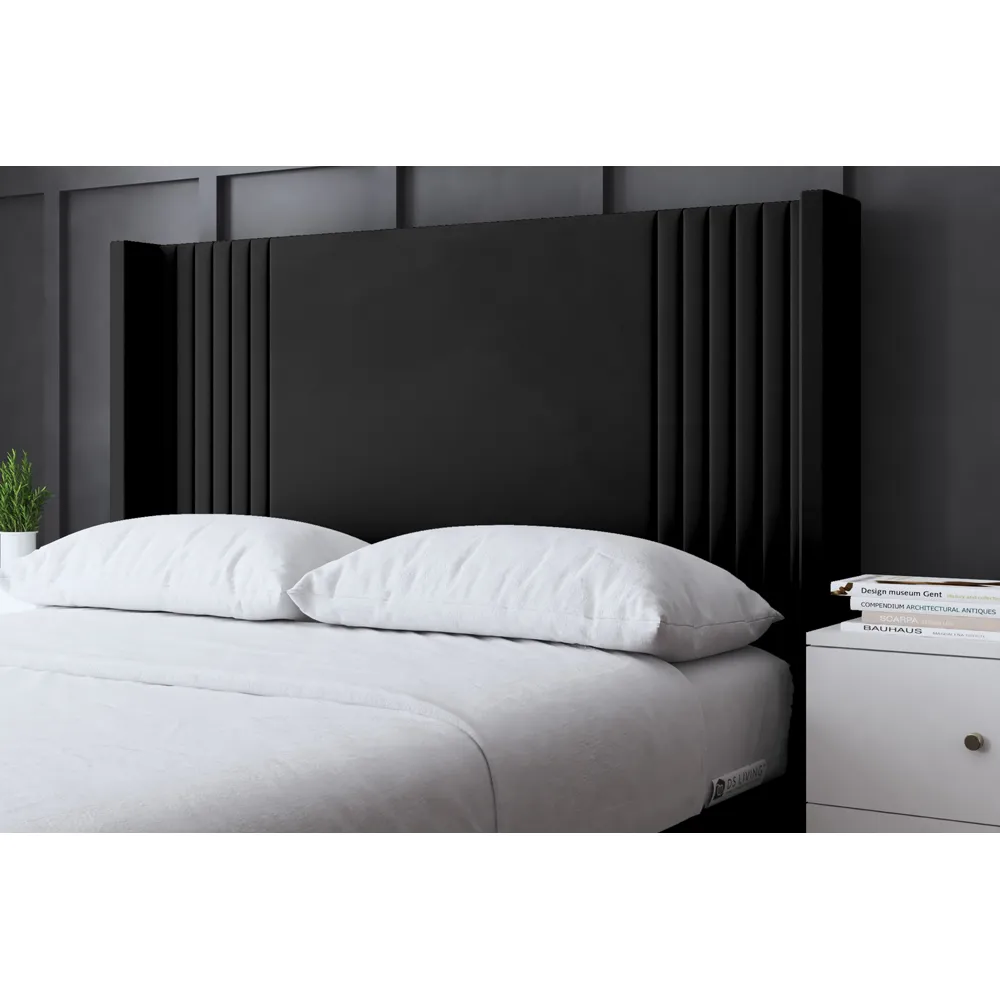 Elara Super King Winged Panel Bed Frame - Black