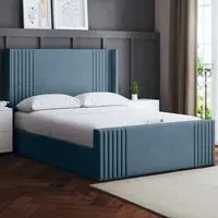 Elara Super King Winged Panel Ottoman Bed - Blue
