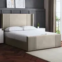 Elara Super King Winged Panel Ottoman Bed - Cream