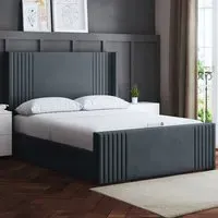 Elara Super King Winged Panel Ottoman Bed - Grey