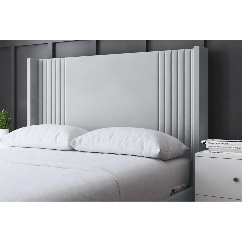 Elara Super King Winged Panel Ottoman Bed - Silver