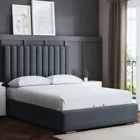 Evangeline King Size Ottoman Bed with Storage - Grey