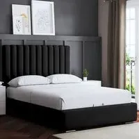Evangeline Single Ottoman Bed with Storage - Black