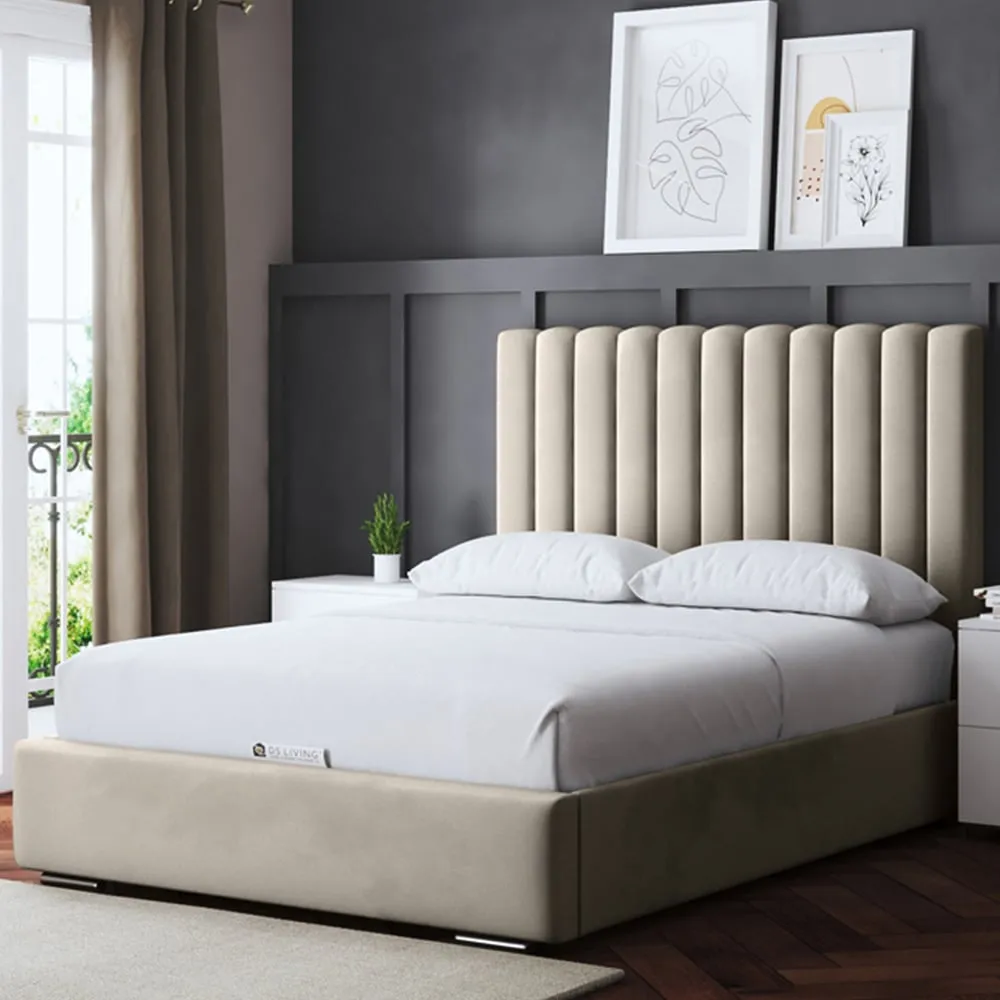 Evangeline Single Ottoman Bed with Storage - Cream