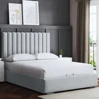 Evangeline Single Ottoman Bed with Storage - Silver