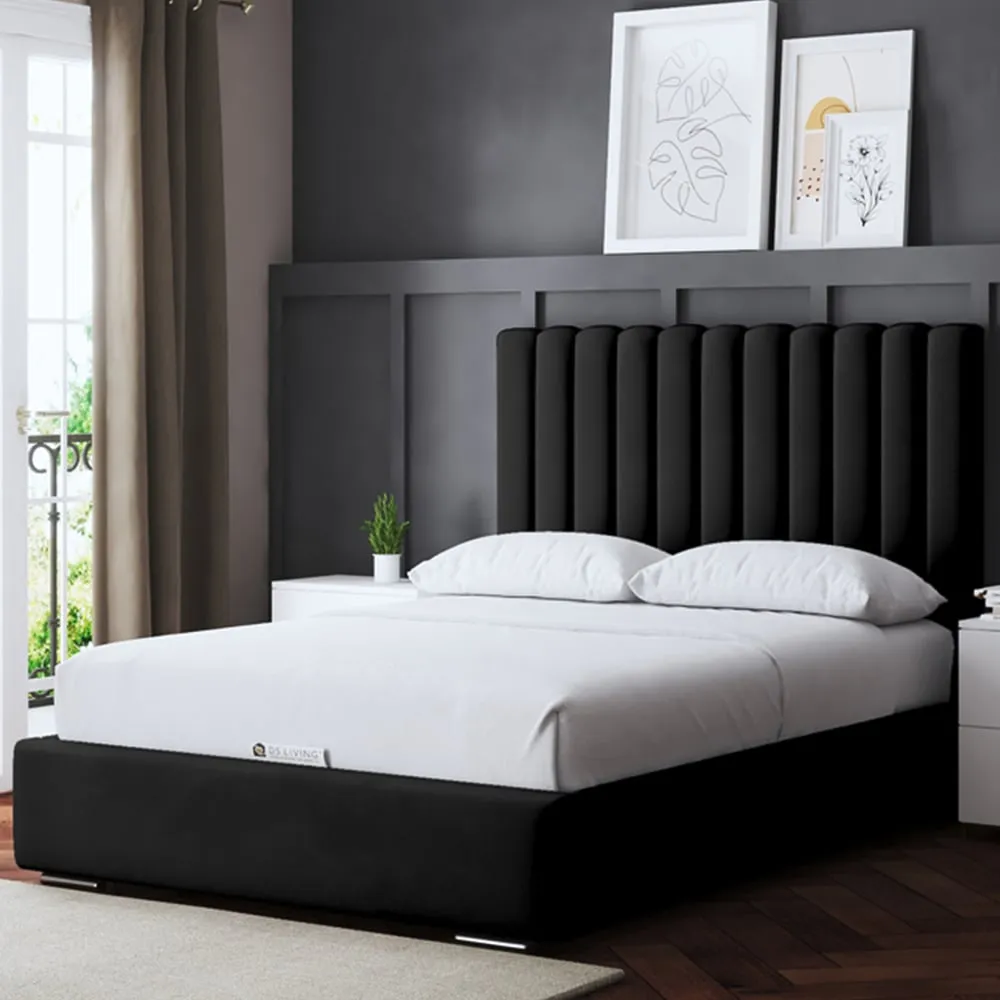 Evangeline Small Double Ottoman Bed with Storage - Black