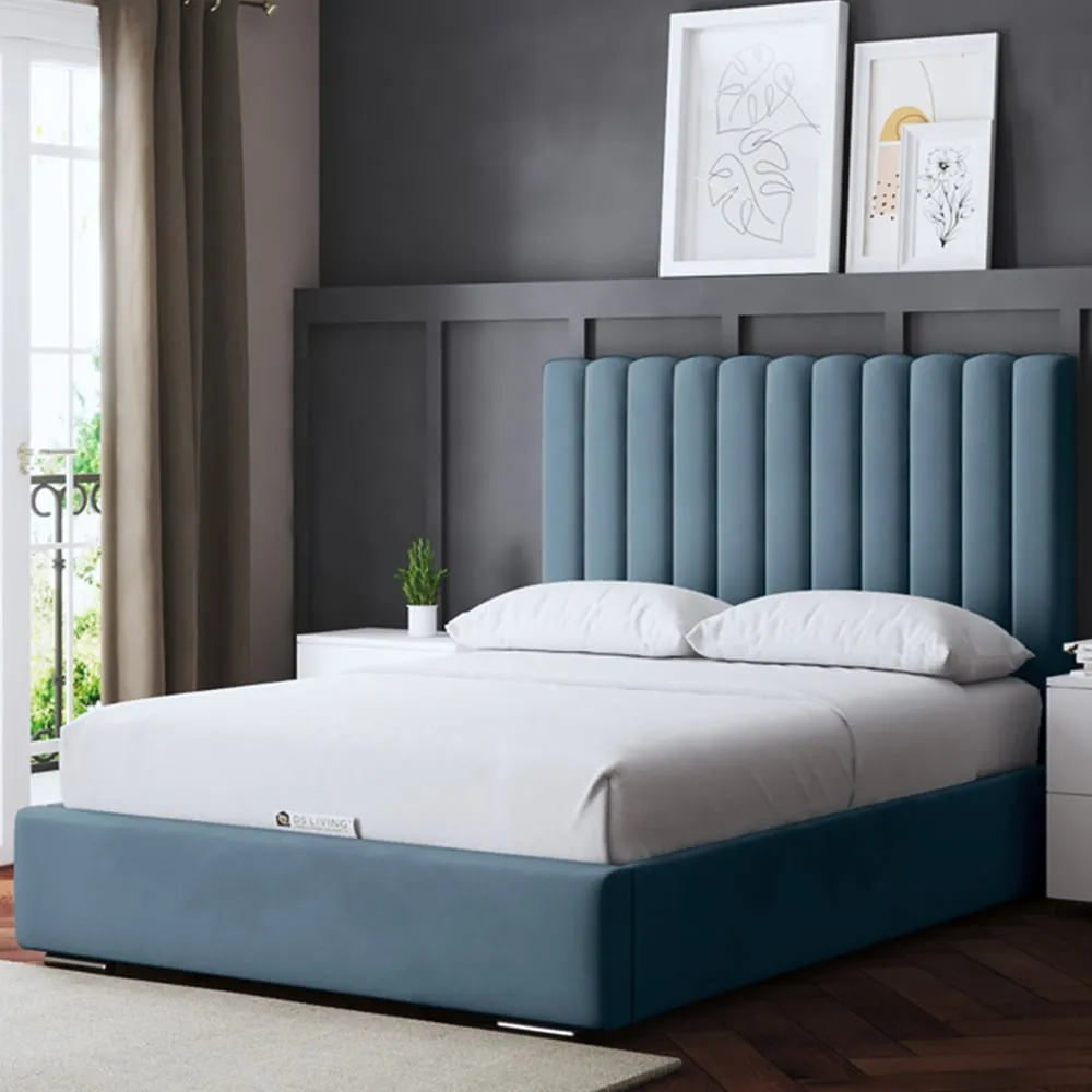 Evangeline Small Double Ottoman Bed with Storage - Blue