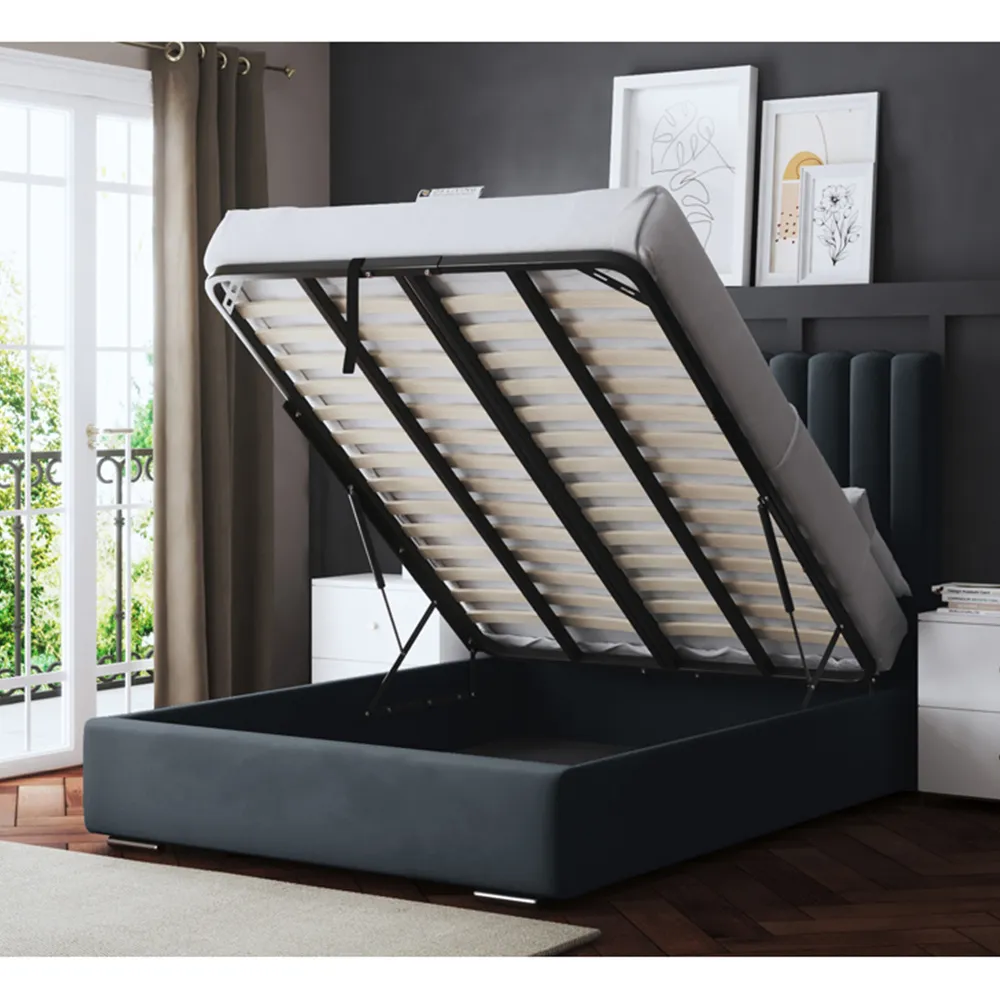 Evangeline Super King Ottoman Bed with Storage - Grey