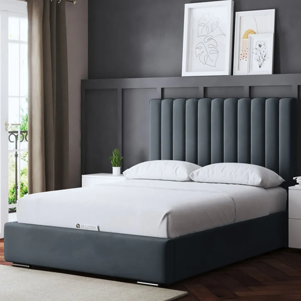 Evangeline Super King Ottoman Bed with Storage - Grey
