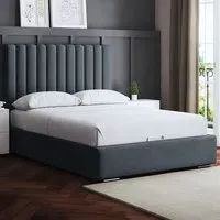 Evangeline Super King Upholstered Bed Frame with Headboard - Grey