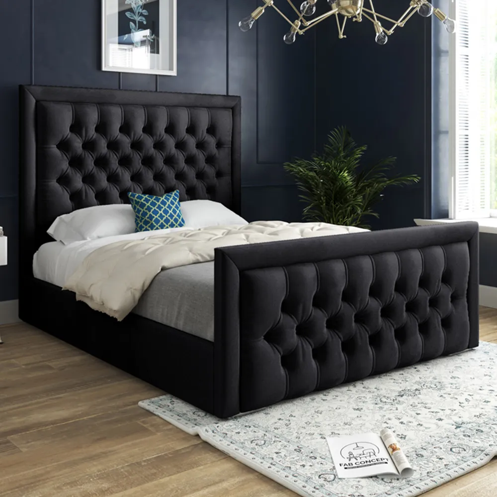 Kingston King Size Bed Frame - Black, Velvet