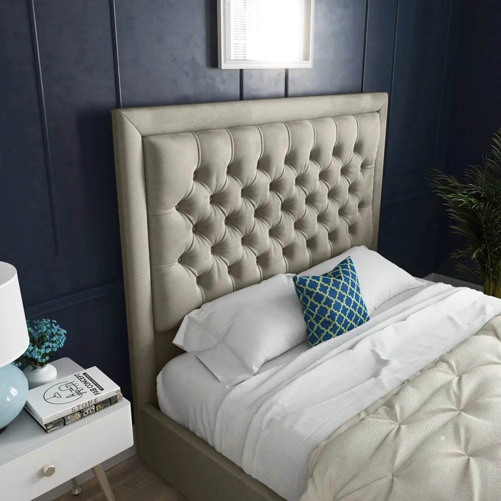 Kingston King Size Bed Frame - Cream, Velvet