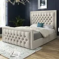 Kingston King Size Bed Frame - Cream, Velvet
