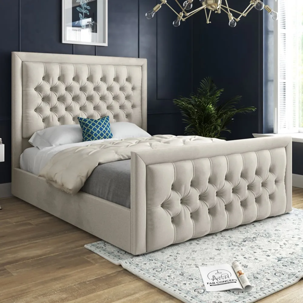 Kingston King Size Bed Frame - Cream, Velvet