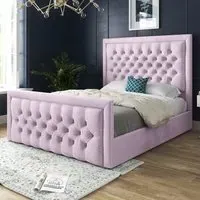 Kingston King Size Bed Frame - Pink, Velvet