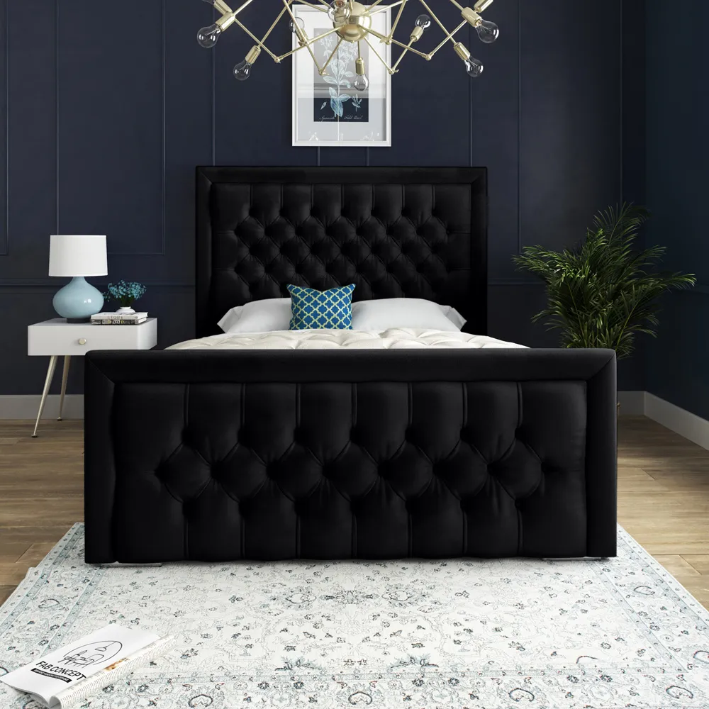 Kingston Single Bed Frame - Black, Velvet
