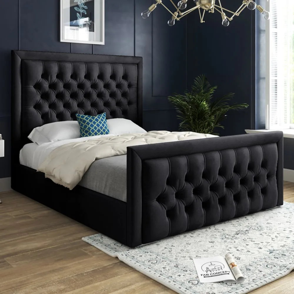 Kingston Single Bed Frame - Black, Velvet image