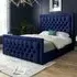 Kingston Small Double Bed Frame - Blue, Velvet