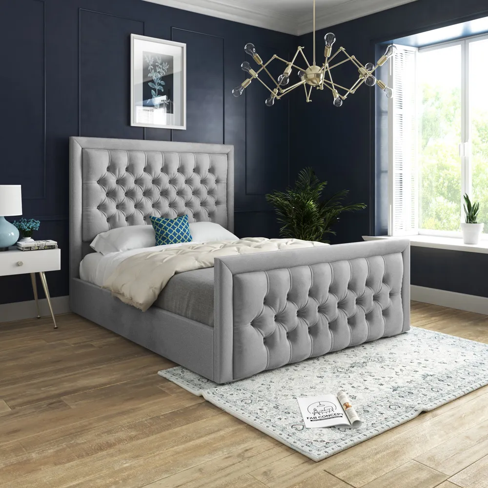 Kingston Super King Size Bed Frame - Grey, Velvet