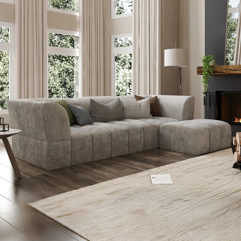 Lena 3-Seater Fabric Sofa - Cream image