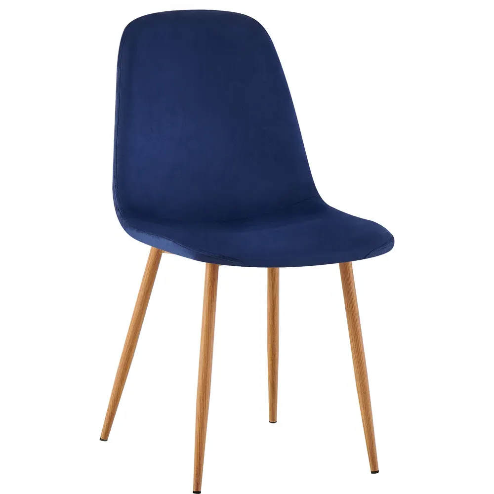 Luxe Set of 2 Dining Chairs - Blue, Faux Leather