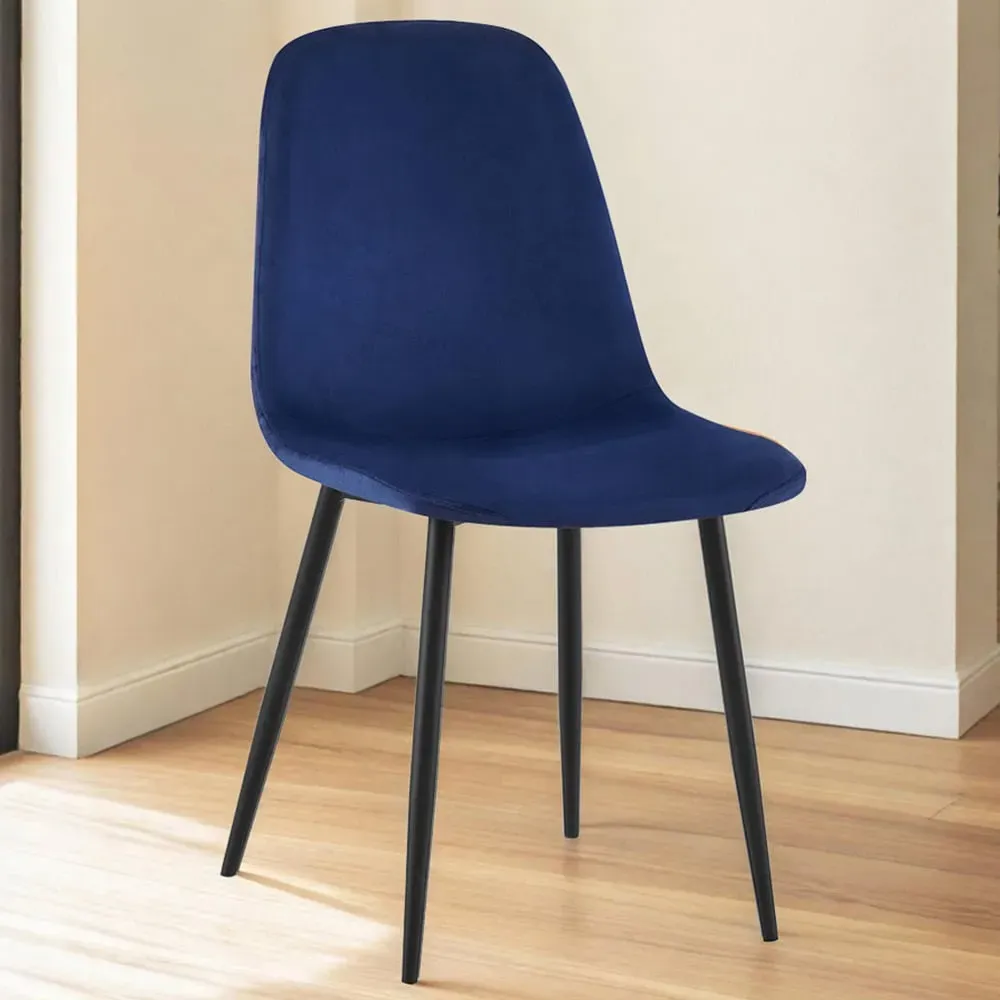 Luxe Set of 2 Dining Chairs - Blue, Faux Leather