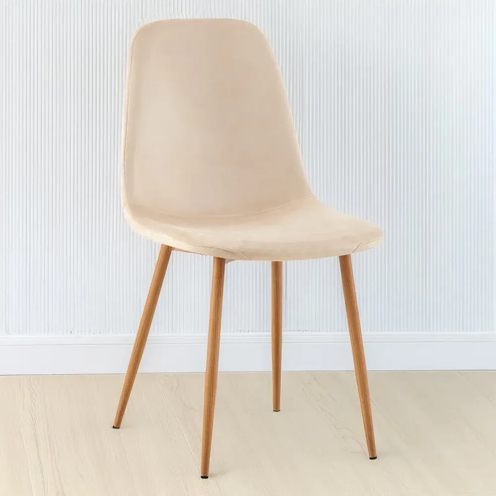 Luxe Set of 2 Dining Chairs - Cream, Faux Leather