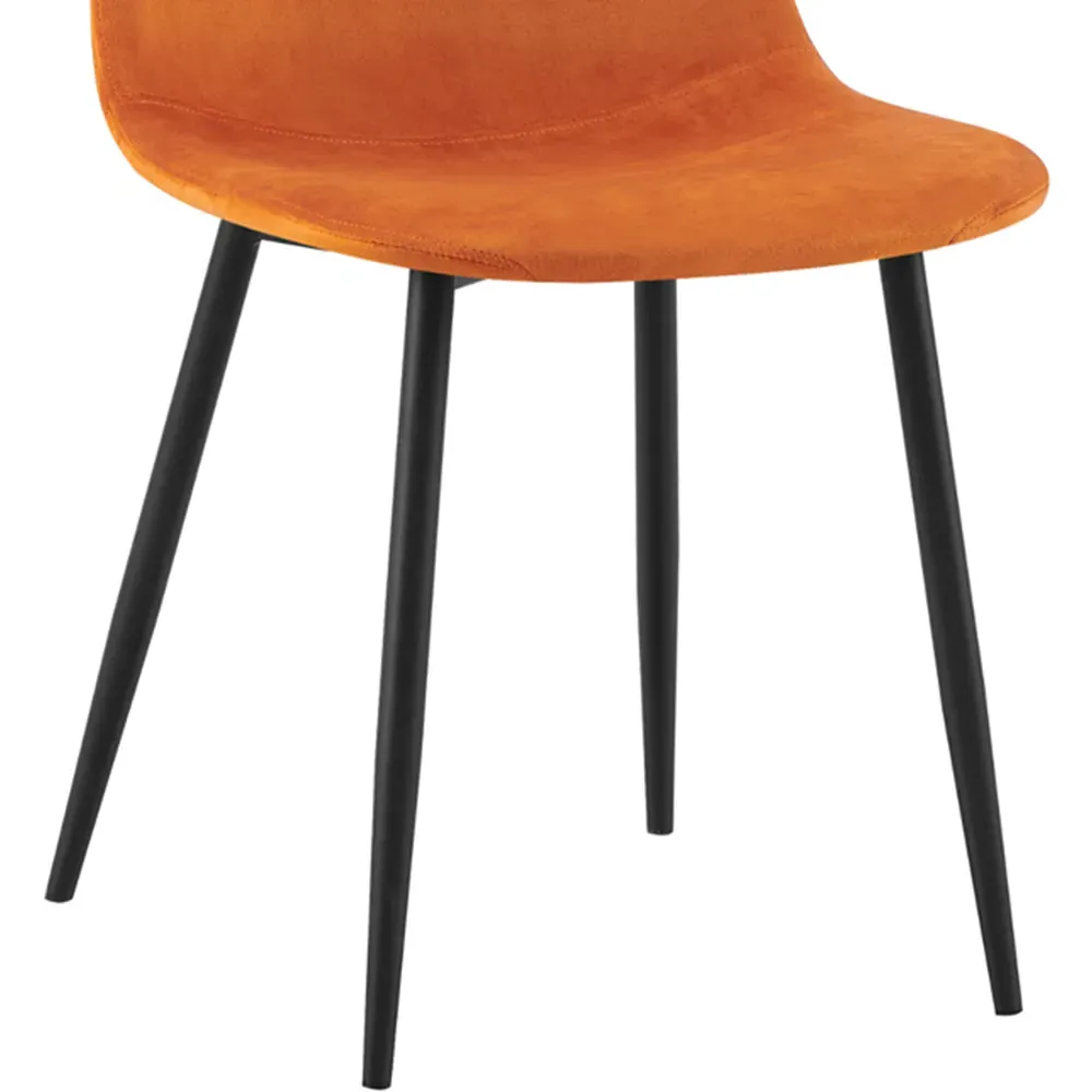 Luxe Set of 2 Dining Chairs - Orange, Faux Leather