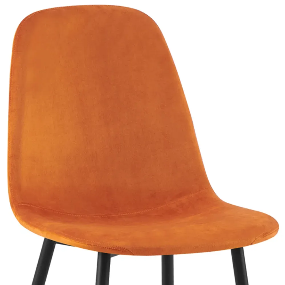 Luxe Set of 2 Dining Chairs - Orange, Faux Leather