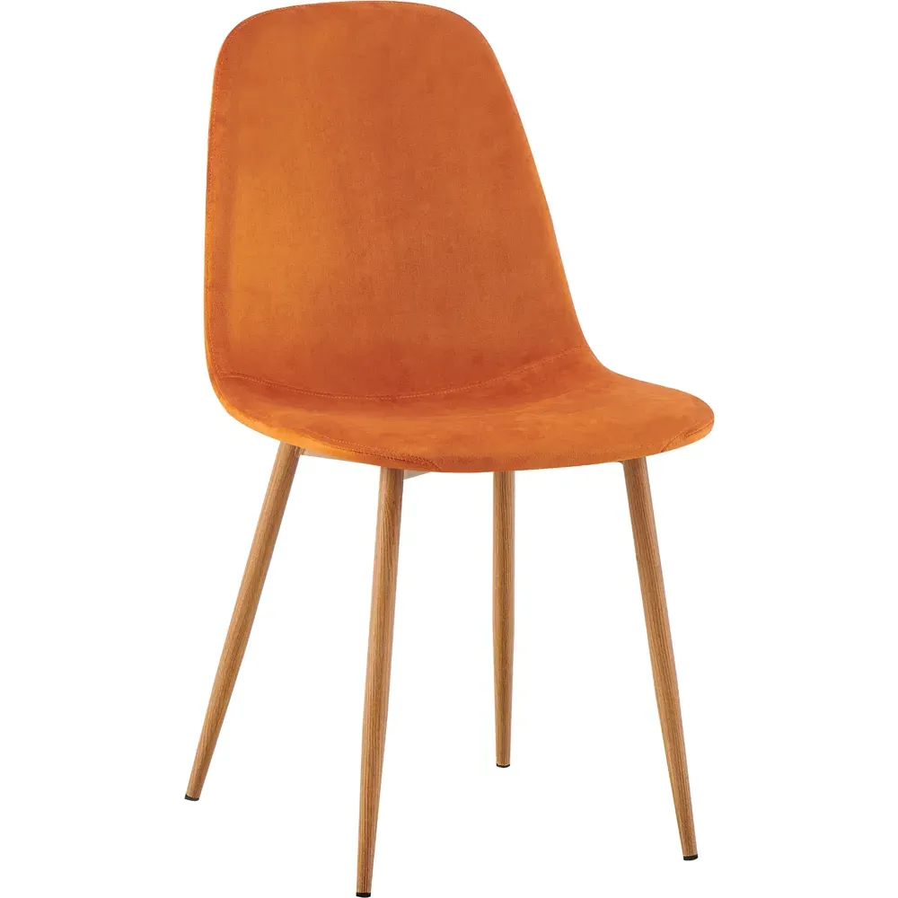 Luxe Set of 2 Dining Chairs - Orange, Faux Leather